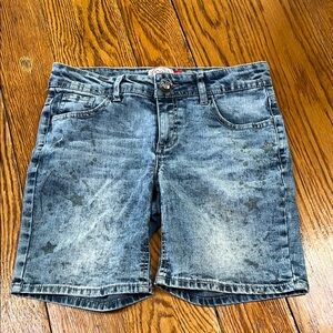 So brand girls denim shorts.  Lightwash, size 16.  Elastic tab adjustment waist